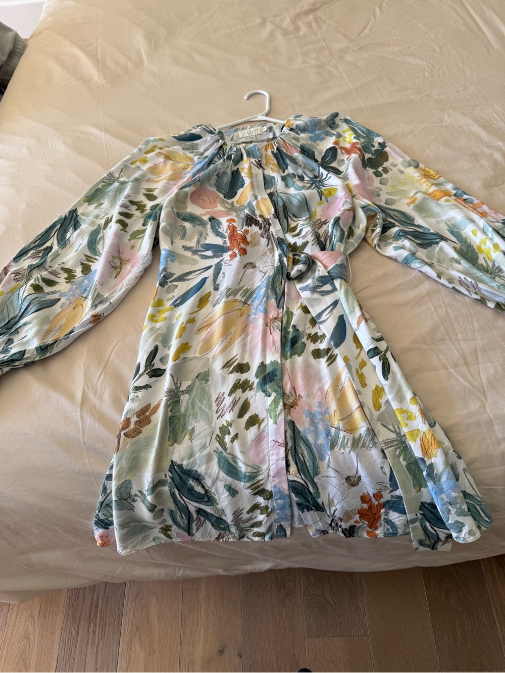 Ted Baker London Watercolor Floral Long Sleeve Dress Size 3